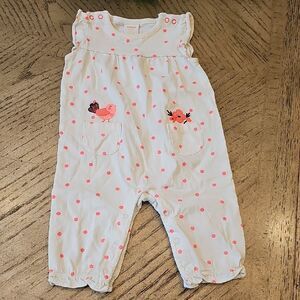 Gymboree White Romper with Pink Polka Dots 3-6 Months